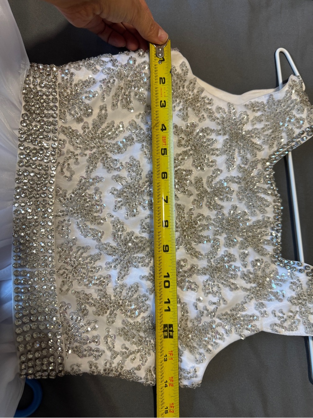 Custom One More Couture Beaded Silver & White Ball Gown View 6